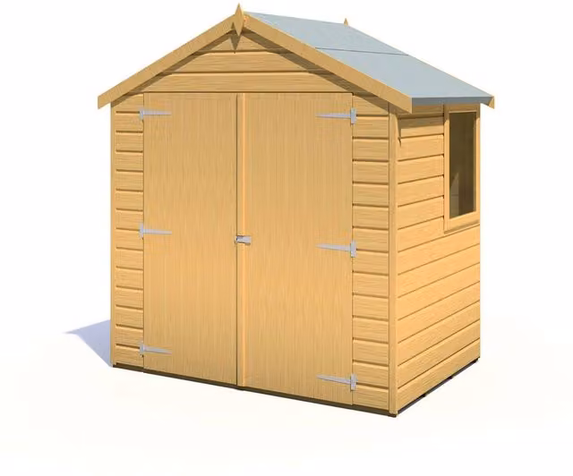 Shires Bute Shiplap Apex Garden Shed with Double Doors and Window, Brown – 1