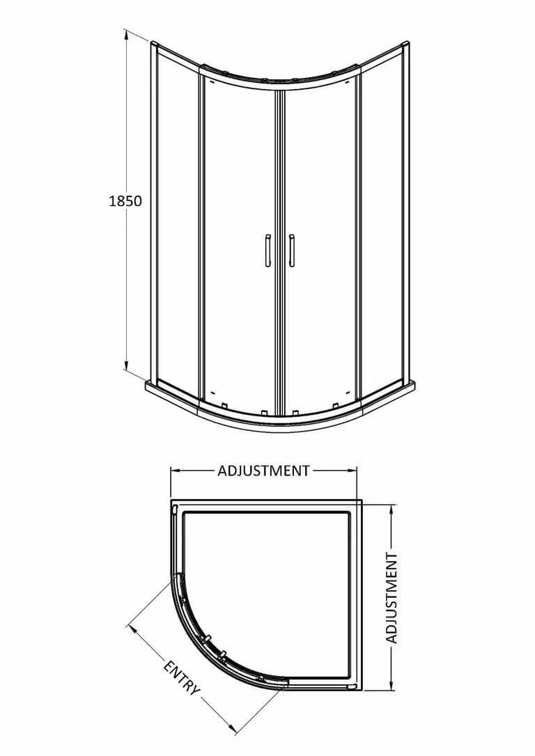 Balterley Ruwa Quadrant Shower Bundle in Black with White Tray and Glass Door
