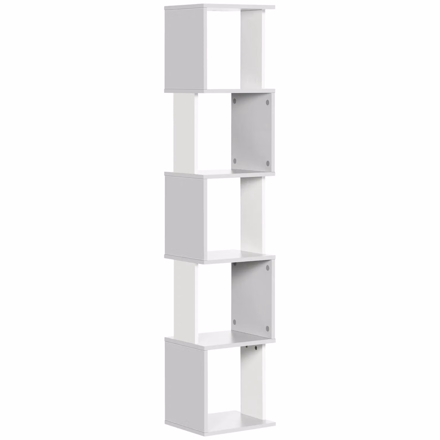 HOMCOM 5-Tier Modern Freestanding Bookshelf and Storage Shelving for Home Office and Living Room in White or Light Grey – 2
