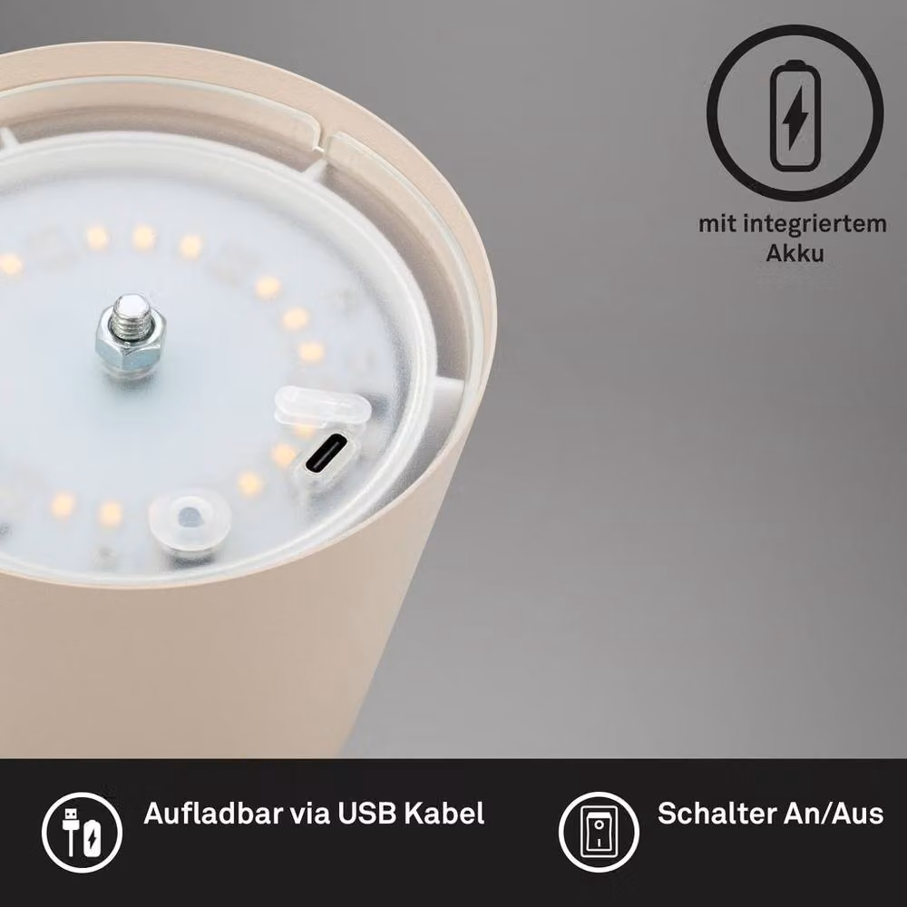 Briloner Beige LED Table Lamp Set of 2 Rechargeable Dimmable Height Adjustable Modern Lights for Garden and Terrace – 4