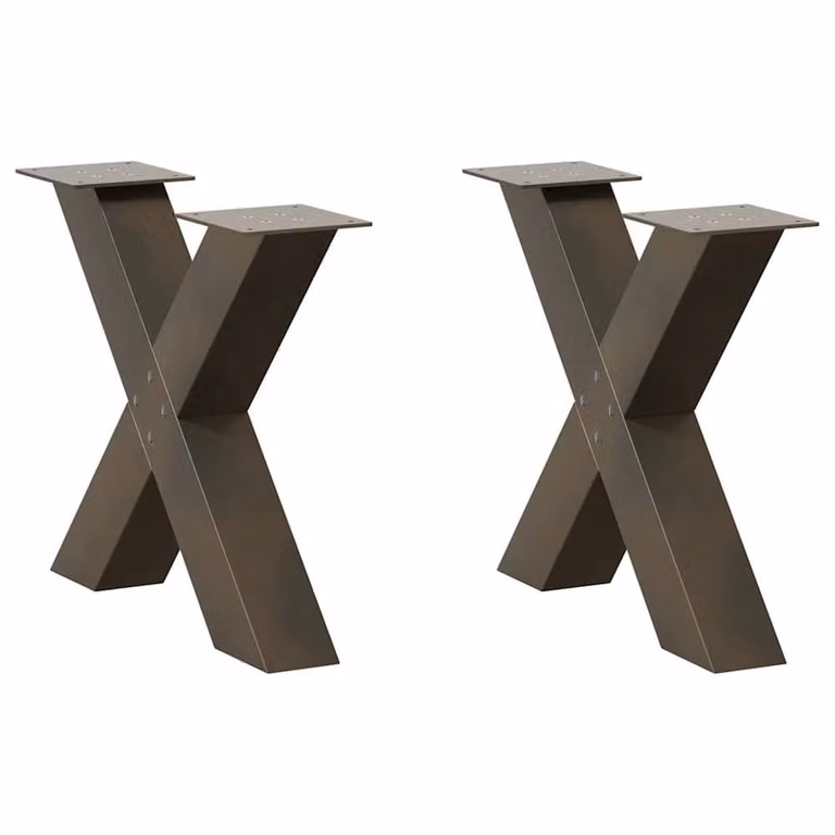 Berkfield Home X-Shaped Coffee Table Legs, 2 Pieces, Brown Steel, H: 50 cm, W: 42.5 cm, D: 42.5 cm