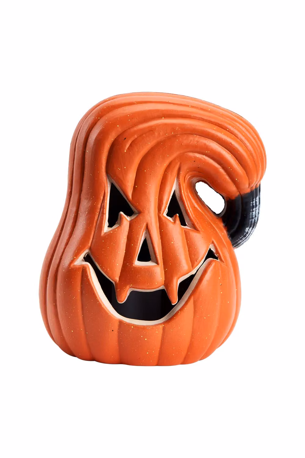 Living and Home Orange Halloween Hollow LED Plastic Curved Pumpkin Tabletop Decoration, H 18 cm x W 13 cm – 3