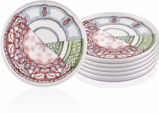 The Mia UK Mia Kintsugi Series Porcelain Side Plates, Set of 6, Multicolour and Blue