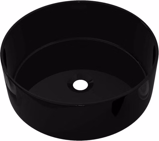 Berkfield Home Round Ceramic Basin in Black, Diameter: 40 cm, Height: 15 cm – 1