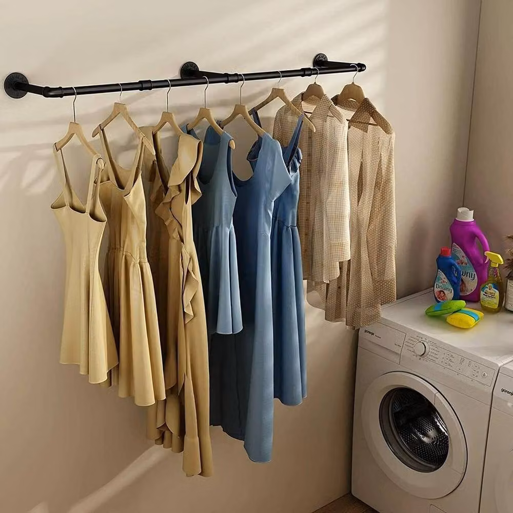 NESTLUNE Heavy Duty Metal Clothes Rail in Matt Black, W/D/H: 100 x 26.5 x 180 cm – 3