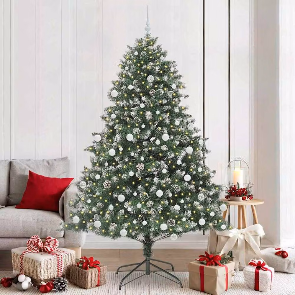 Berkfield Home Modern Artificial Christmas Tree in Green, W/D/H: 140 x 140 x 210 cm – 2