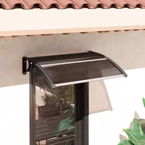 Outsunny Wall-Mounted Front Door Canopy Awning in Brown, W: 120 cm, D: 75 cm – 7