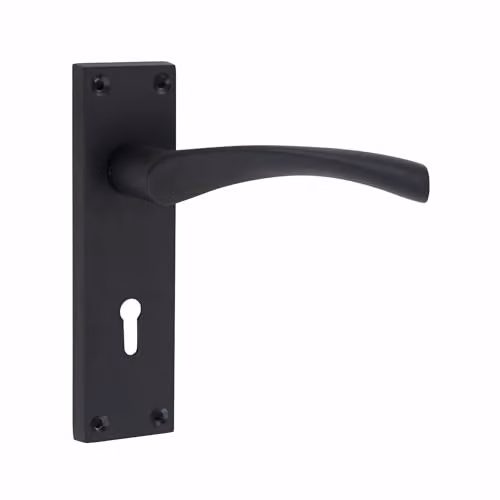 Golden Grace Astrid Victorian Scroll Door Handles and Lock Set in Matt Black Zinc – 2