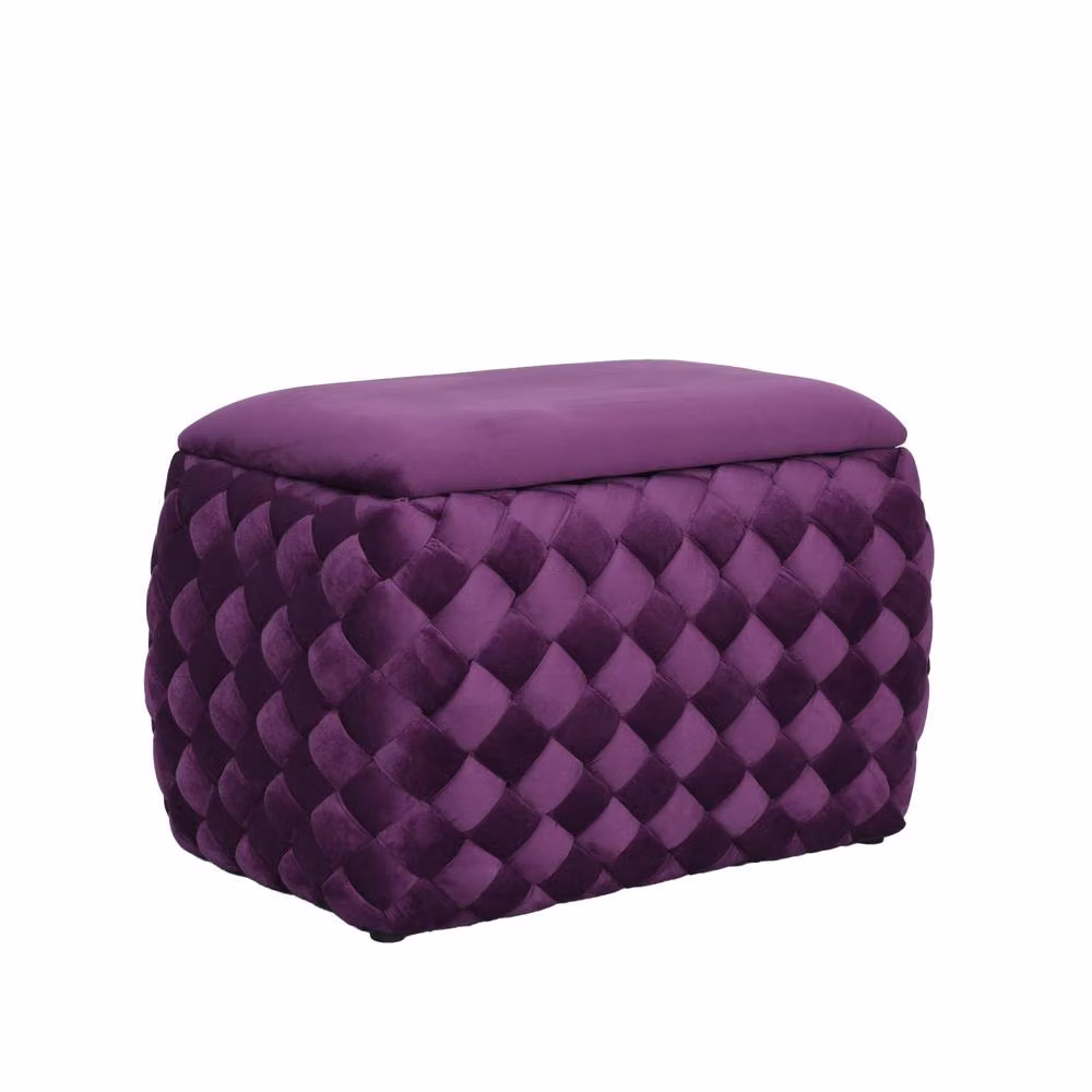 Artemis Home Plumeo Velvet Storage Ottoman in Purple – 2