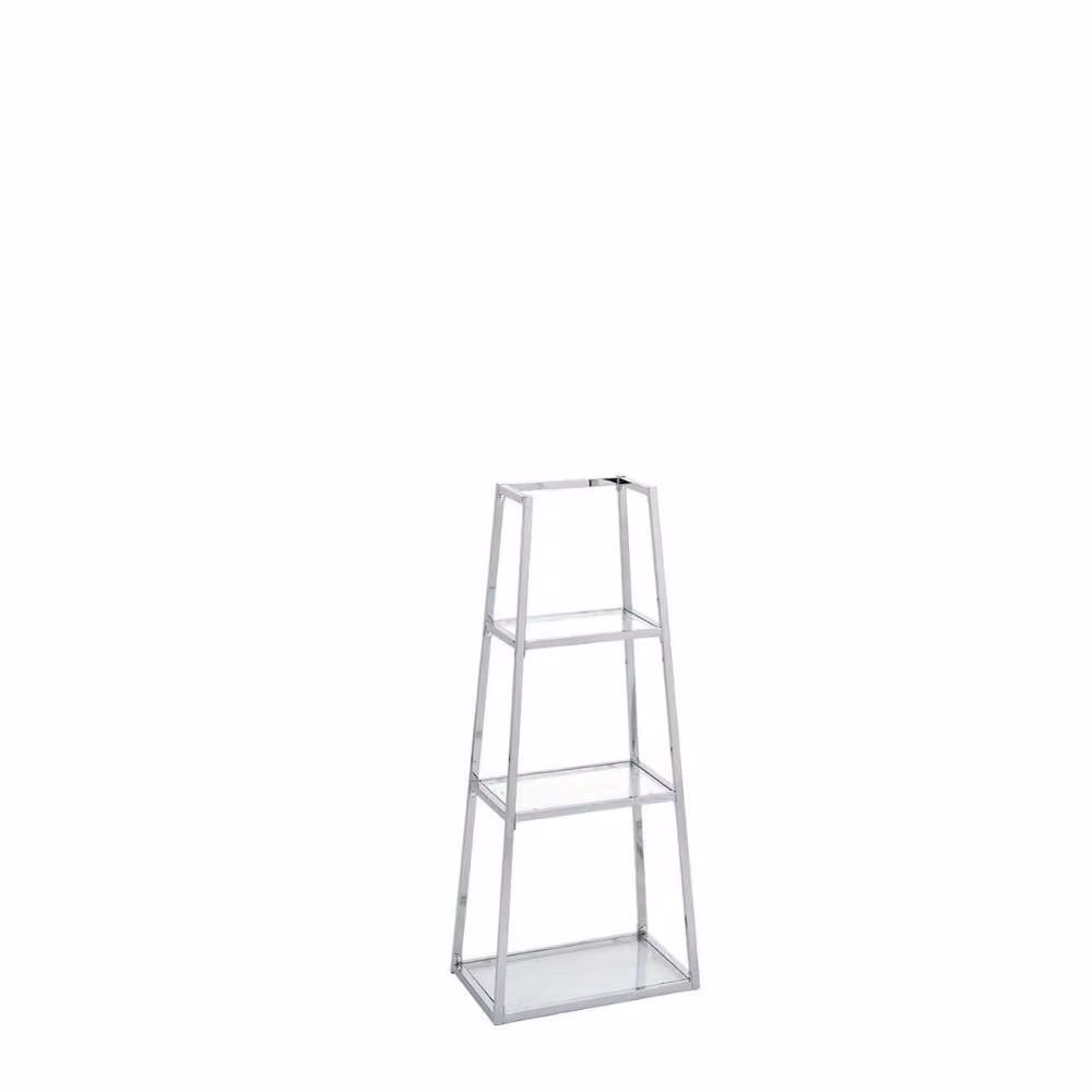 HOME LUXE INTERIOR Logan 3 Tier Ladder Display Unit in Silver Steel and Clear Glass – 2