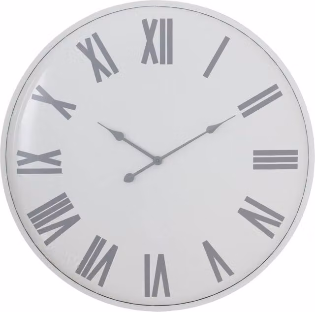 Love Lace Flemings Large Round Quartz Wall Clock in White Metal