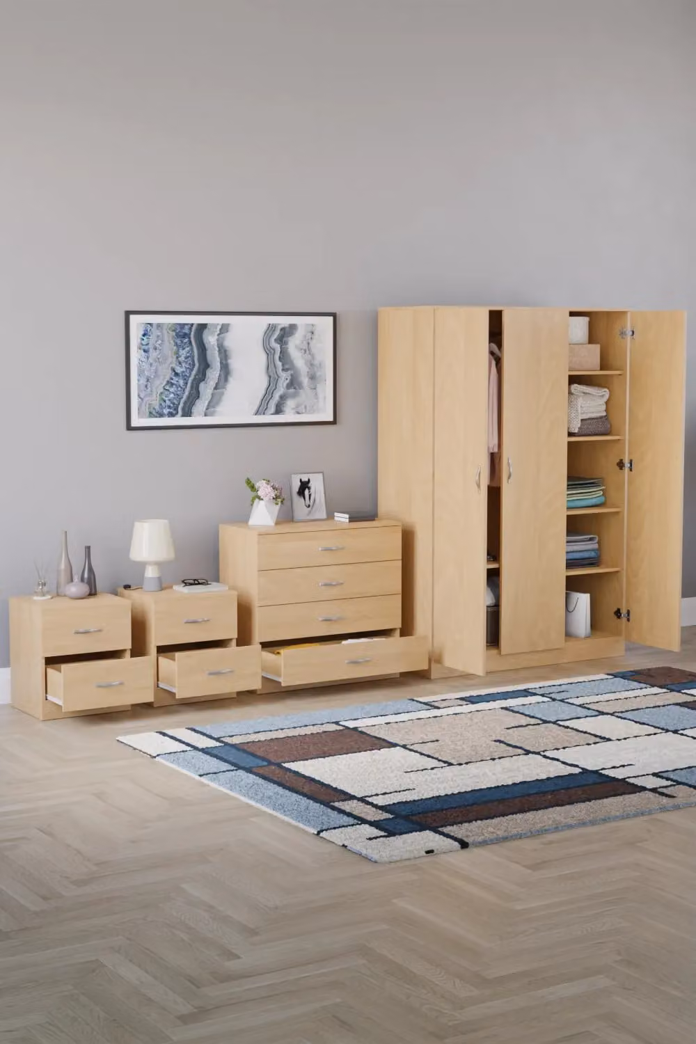 Vida Designs 4 Piece Modern Bedroom Set in Brown – 1