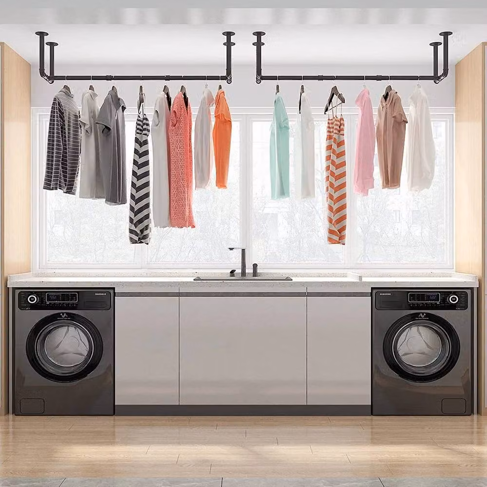 Kelvenix Industrial Metal Clothes Rail in Matt Black – 3