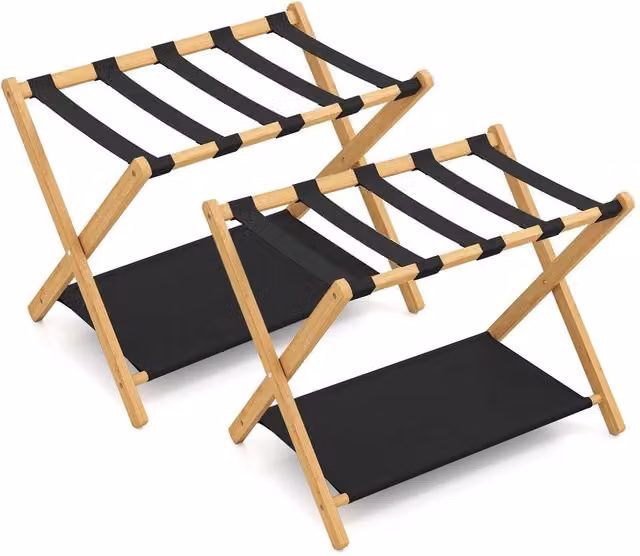 VOGREX 2 Pack Black Bamboo Luggage Racks – 1