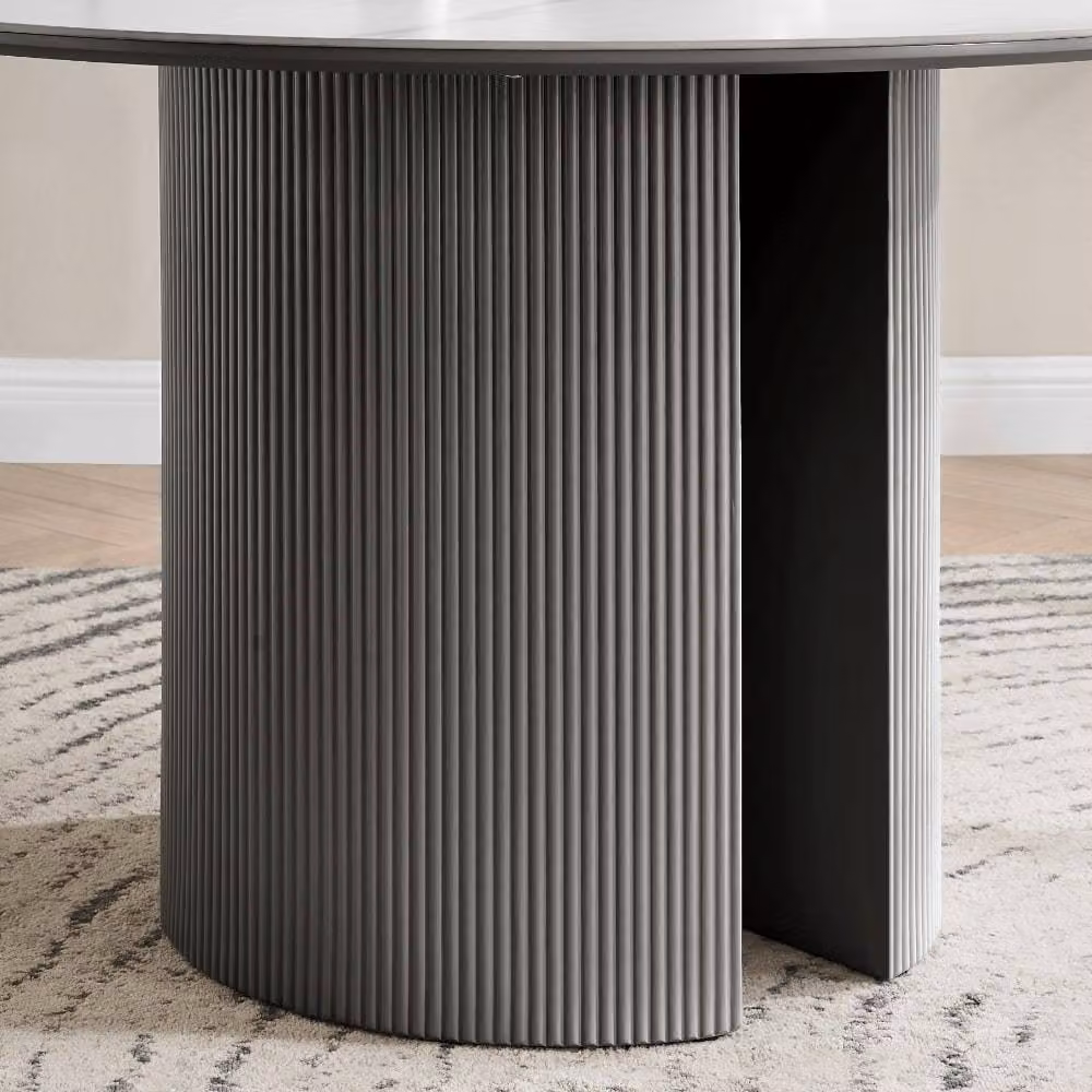 Modish Furnishing Lucas Round Dining Table with White Matt Ceramic Top and Grey Base – 3