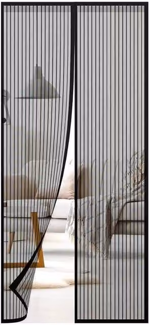 Kelvenix Magnetic Mesh Magic Protection Door Curtain in Black, W: 180 cm, H: 250 cm – 1