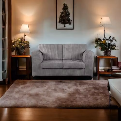 SofaSelectionUk Ltd Jumbo Cord High Back 2-Seater Sofa in Grey Striped Fabric, W/D/H: 155 x 87 x 90 cm – 2