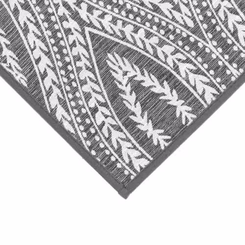 JVL Harmony Eyes Machine Washable Non-Slip Entrance Doormat and Runner Set in Grey and White – 2