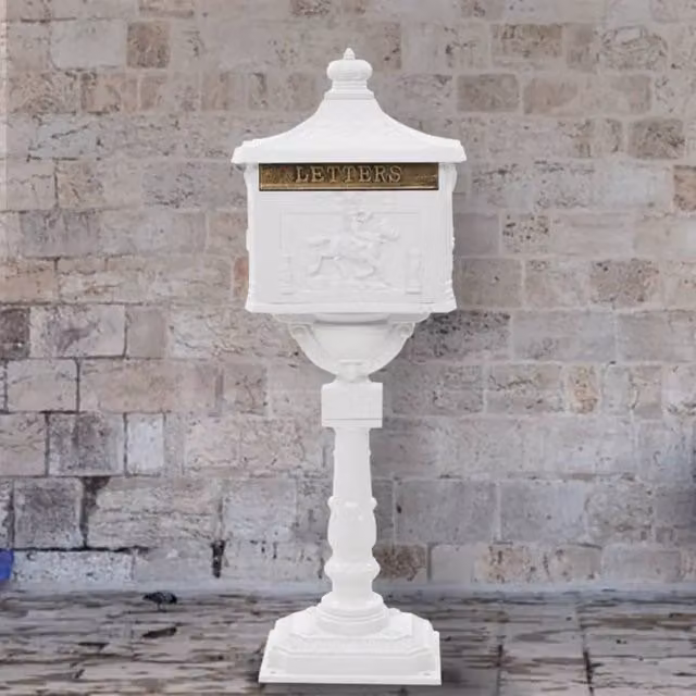 Berkfield Home White Aluminium Vintage Style Rustproof Pedestal Letterbox – 1