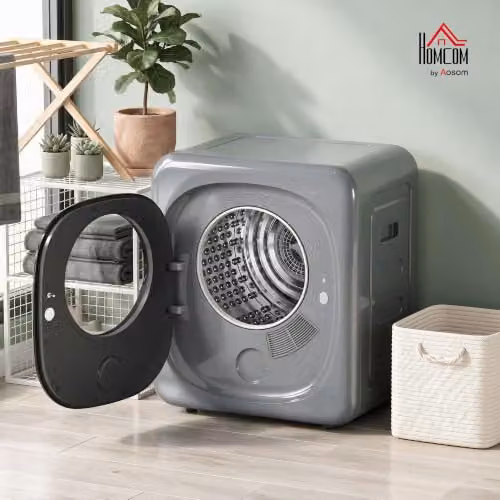 HOMCOM Silver Compact Vented Tumble Dryer with 2.5kg Dry Capacity and 5 Modes – 2