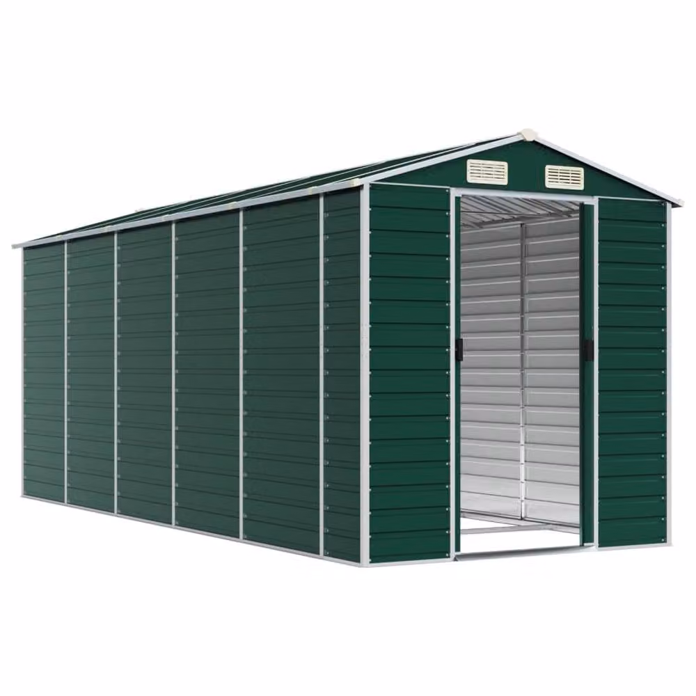 Berkfield Home Green Galvanised Steel Garden Pent Shed W/D/H: 191 x 470 x 198 cm – 3