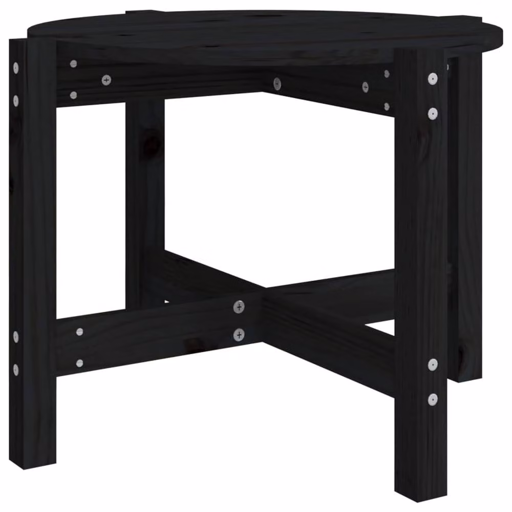 Berkfield Home Beautiful Round Black Solid Wood Pine Coffee Table W: 62.5 cm, H: 45 cm – 2