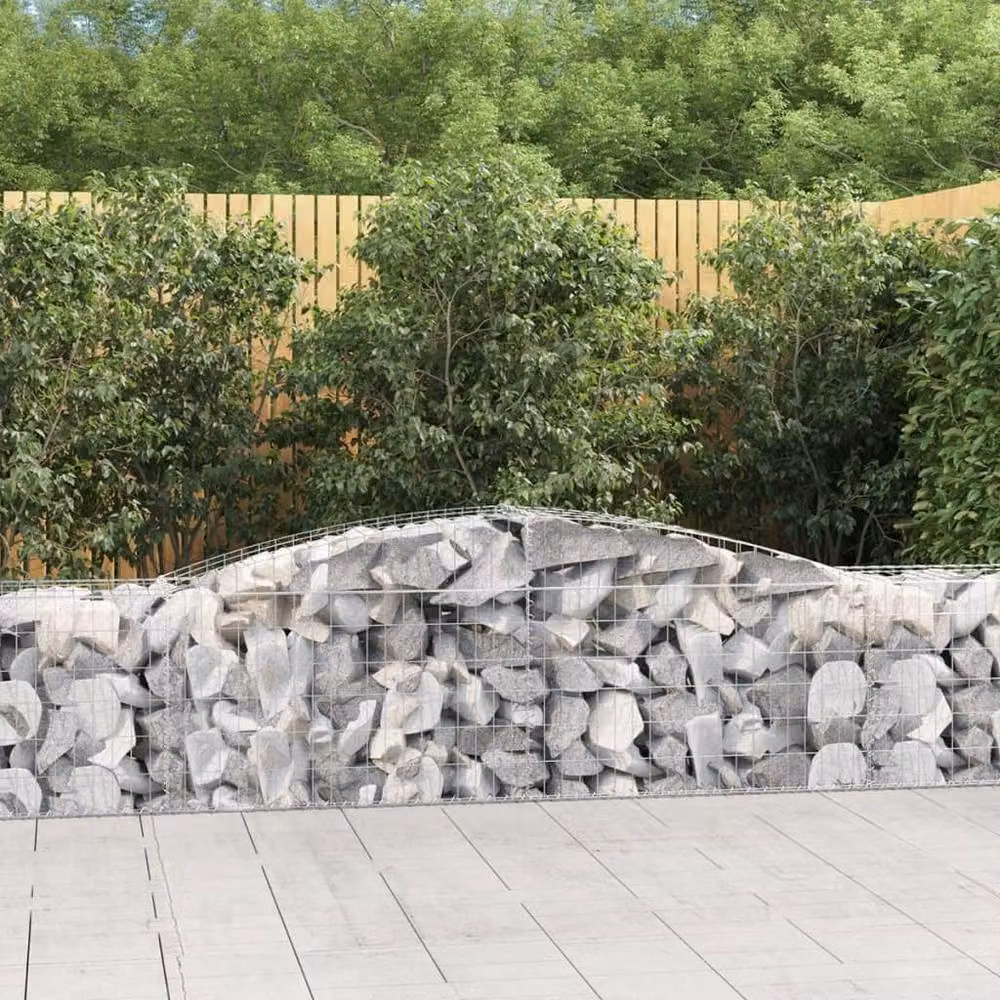 Berkfield Home Arched Gabion Baskets, 4 Piece Set, Silver Galvanised Steel, W: 400 cm, D: 50 cm, H: 60-80 cm – 2