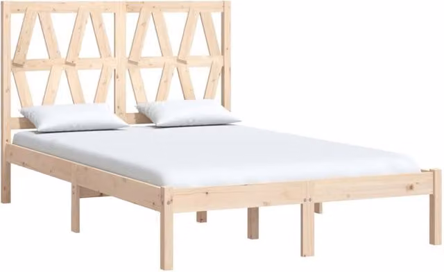 Berkfield Home Beautiful Bed Frame in Natural Solid Wood Pine, W/D/H: 140 x 200 cm