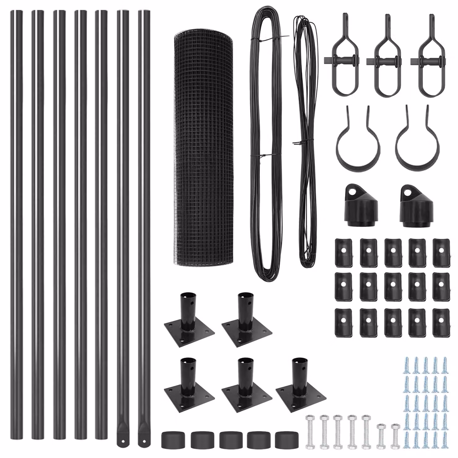Berkfield Home Grey Steel Welded Wire Fence with 7 Flanged Posts, W: 10 m, H: 0.6 m – 4