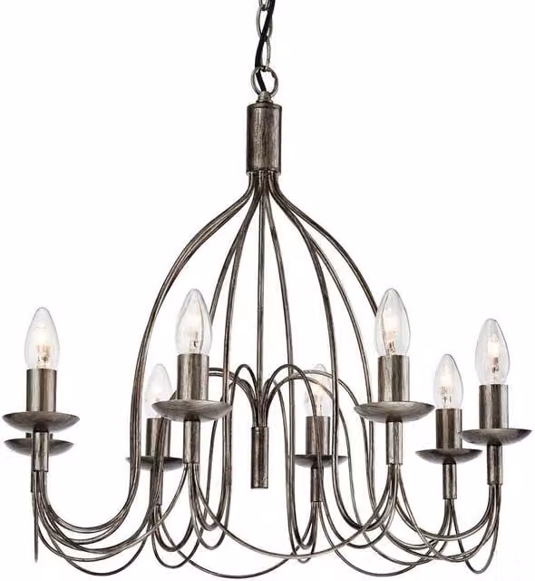 Netlighting Regency 8 Light Chandelier in Antique Silver with E14 Base