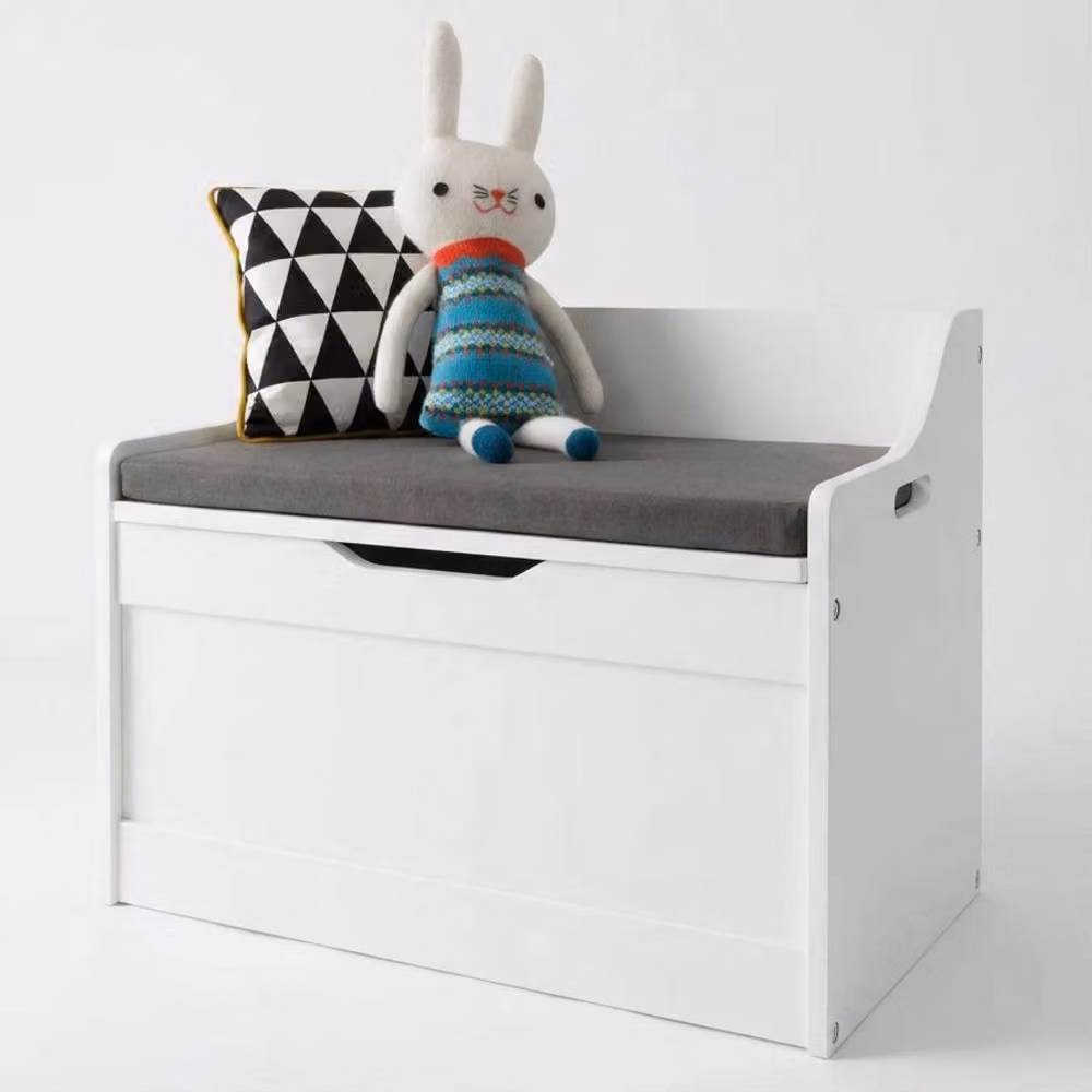 Nöa and Nani Lola Kids Toy Storage Box with Padded Seat Cushion and Soft-Close Lid in White – 2