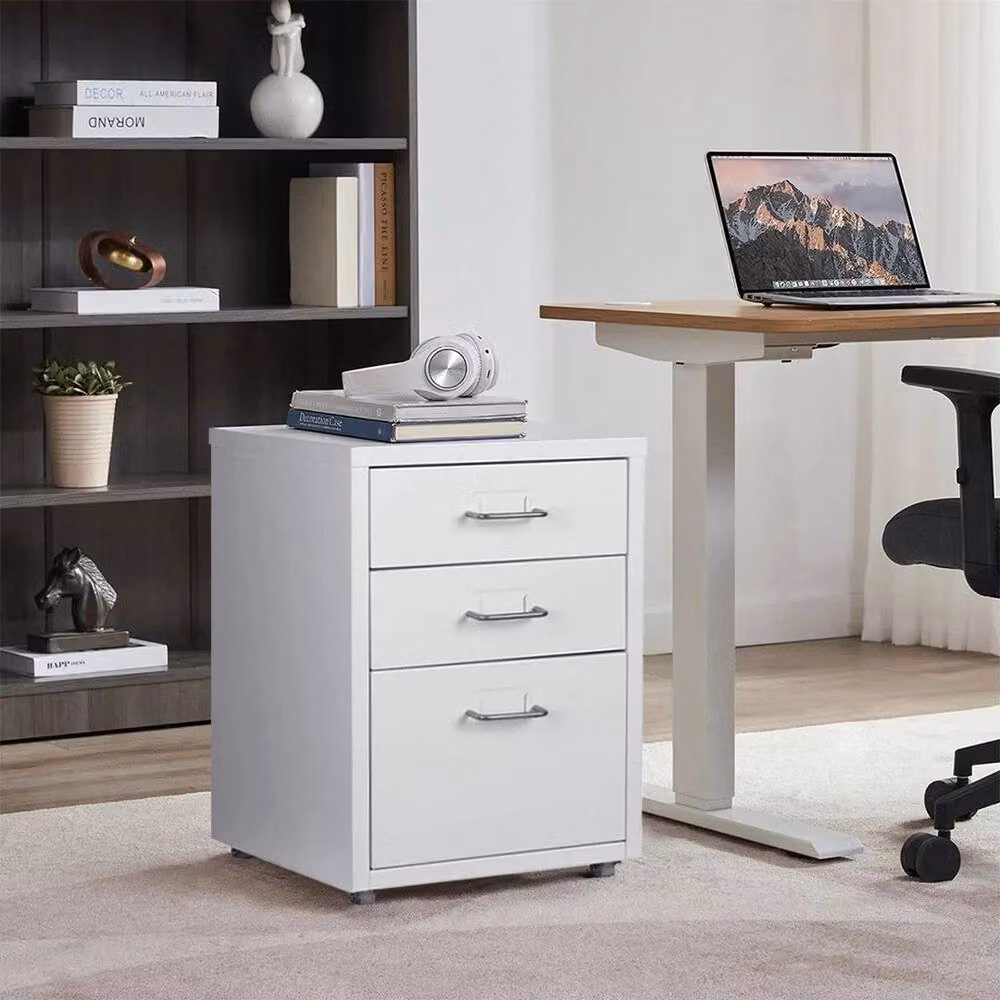 FORGEVIO Modern Under Desk Office Filing Cabinet Pedestal in White – 2