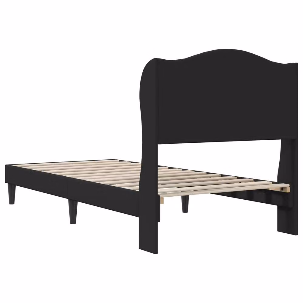 Berkfield Home Upholstered Bed Frame with Headboard in Black Faux Leather, W/D/H: 90 x 190 cm – 4