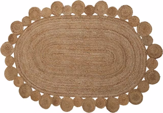 Orsina Bosie Demir Oval Woven Jute Rug in Brown, Diameter: 100 cm
