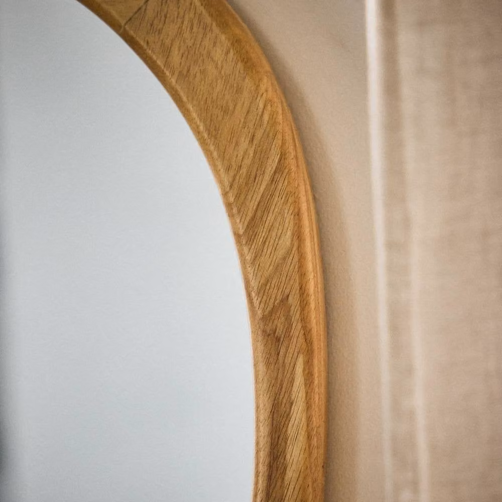 Dibor Contemporary Pebble Wood Decorative Wall Mirror in Beige, H: 65 cm, W: 50 cm – 3