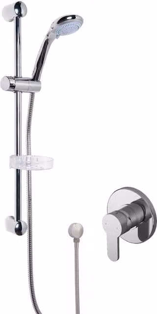 Balterley Concealed Round Manual Valve Multi Function Handset and Slide Rail Kit in Silver