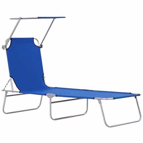 Outsunny Folding Sun Lounger with Canopy in Blue