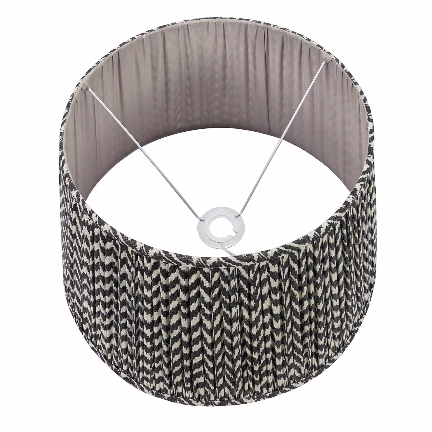 Ruma Black Chevron Tapered Pleated Fabric Lampshade for Table Lamps, Diameter: 40.64 cm – 4
