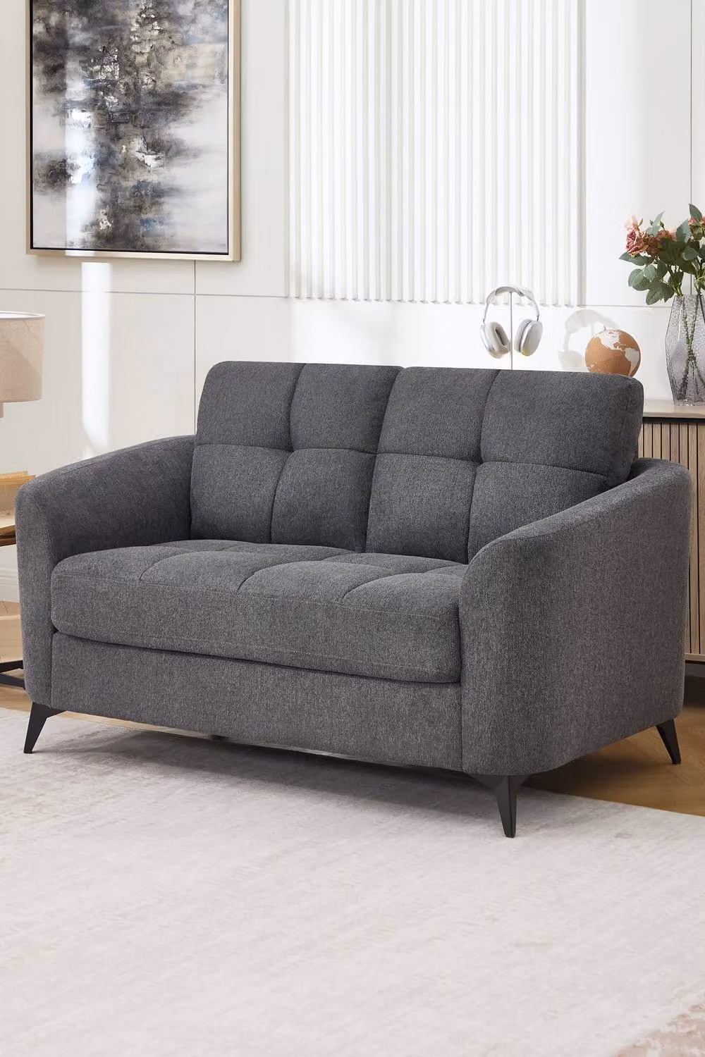 More4Homes Solna Scandi Style Fabric Sofa Set in Charcoal Grey – 3