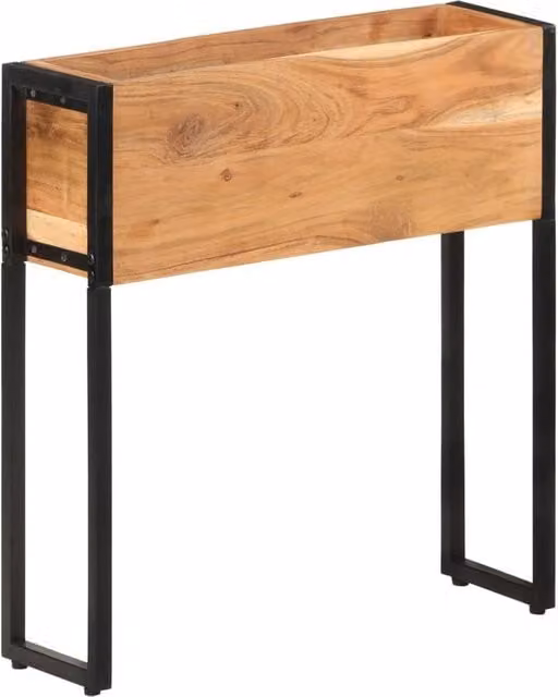 Berkfield Home Lacquered Acacia Wood Raised Planter in Black, W/D/H: 60 x 20 x 68 cm