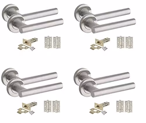 Golden Grace T-Bar Latch Door Handles with Hinges in Satin Nickel Finish