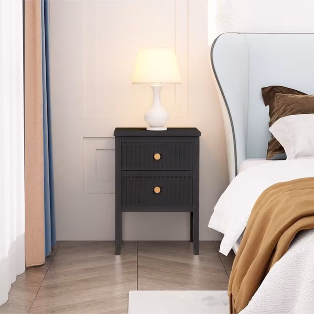 Cabinet Bits Bellaria 2 Drawer Bedside Table in Black – 1