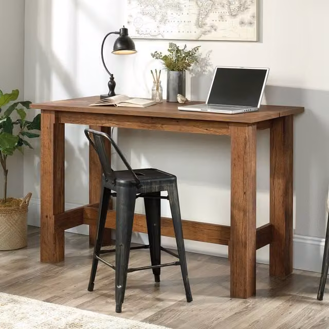 Teknik Vintage Oak Counter Height Work Bench in Brown