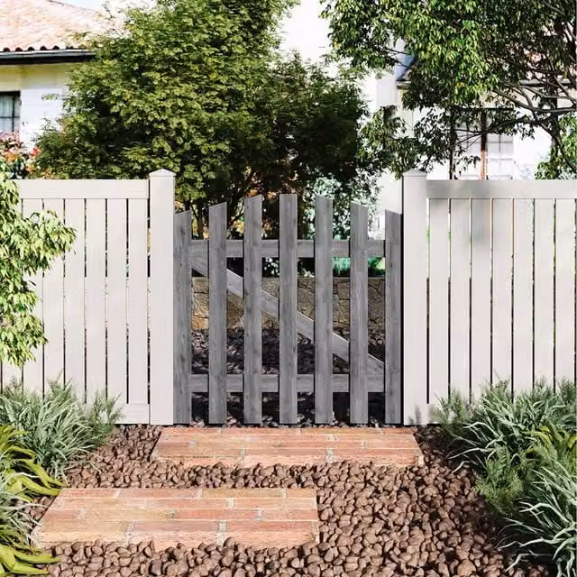 Komore Grey Damp-Proof Spruce Wood Garden Fence Gate with Latch, Width: 90 cm
