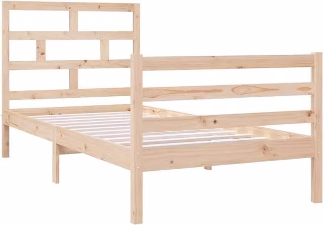 Berkfield Home Beautiful Single Solid Pine Wood Bed Frame, Beige, W/D/H: 90 x 190 cm