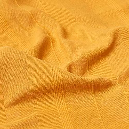 Homescapes Rajput Ribbed Cotton Throw in Mustard Yellow – 3