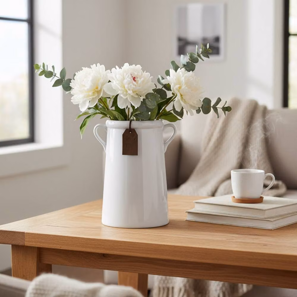 Four Candle White For You Ceramic Tabletop Vase H: 18.0 cm, W: 16.0 cm, D: 12.0 cm – 2