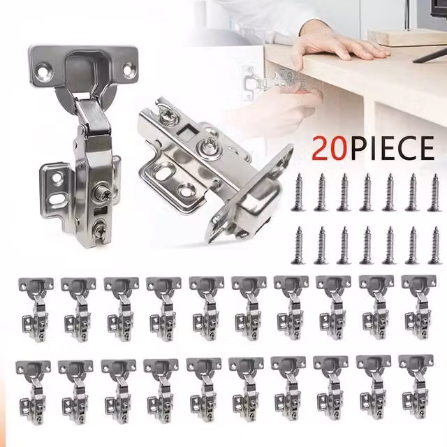 NESTLUNE 20 Pack Full Overlay 35mm Soft Close Concealed Cup Hinges in Silver