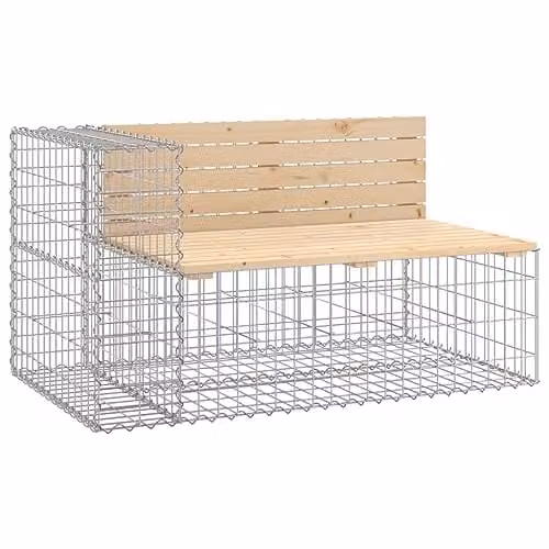vidaXL Gabion Design Garden Bench in Untreated Solid Pine Wood, W/D/H: 122 x 71 x 65.5 cm