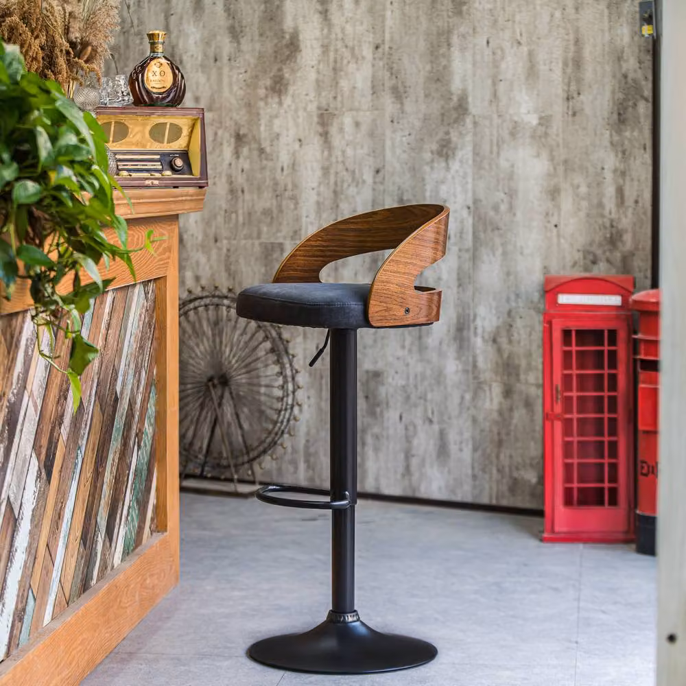 Victoria M Set of 2 Industrial Black Matt Metal and Wood Bar Stools with Armrests – 2